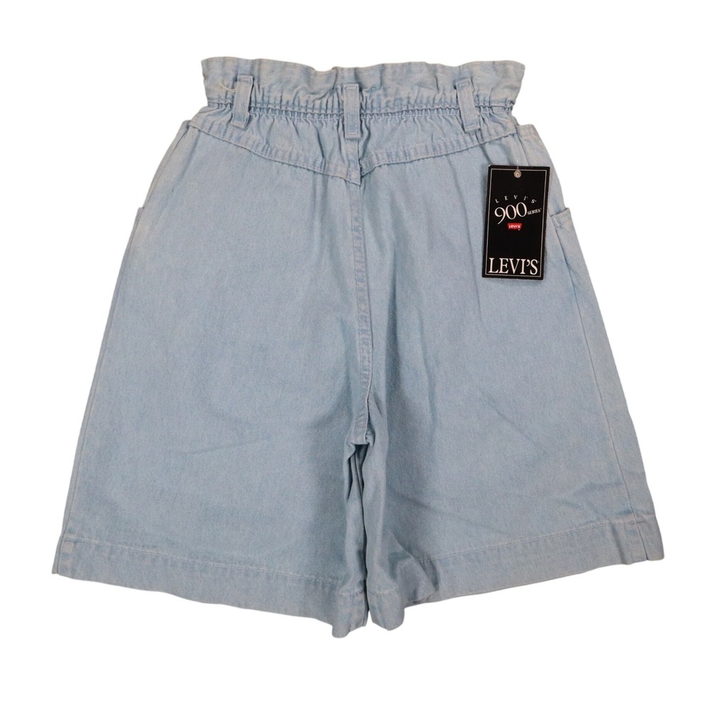 Levi's 917 Denim Shorts Girls 12 Vintage 90s Light Wash Cinch Waist Made in USA